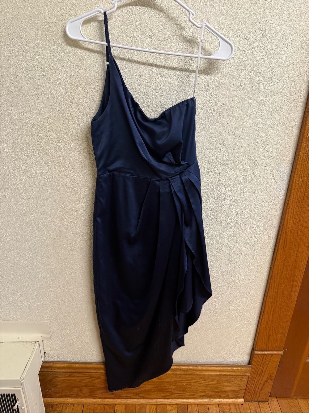 Lulu's Navy One-Shoulder Draped Cocktail Dress